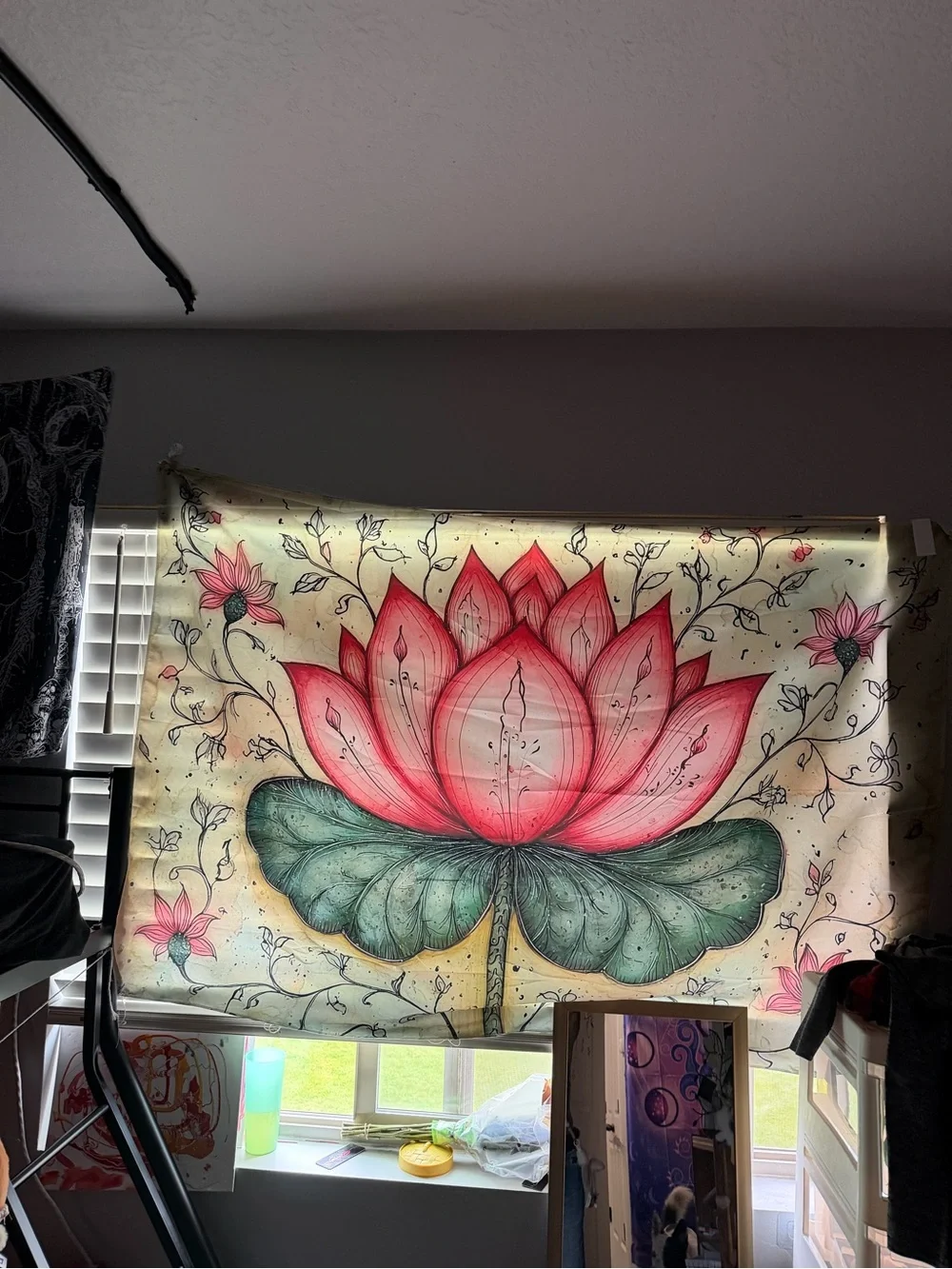 Large lotus flower tapestry